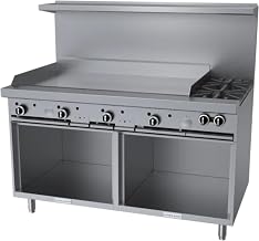 Garland G60-2G48SS G Starfire Pro Series Gas Restaurant Range 60"W with (2) 33,000 BTU Open Burners, 48" Griddle & (2) Storage Bases