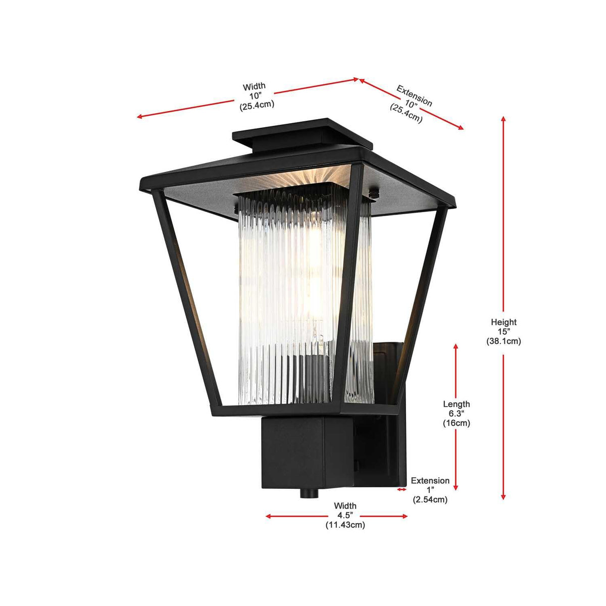 Gaul One Light Outdoor Wall Sconce Black by Lighting Design – Iron, Black, Model OD306W15BK