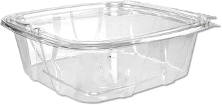 Dart CH48DEF 48 oz Tamper-Resistant Clear Hinged Container with Flat Lid (Case of 200)