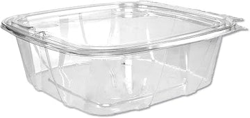 Dart CH48DEF 48 oz Tamper-Resistant Clear Hinged Container with Flat Lid (Case of 200)