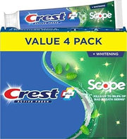 Crest Scope, Active Fresh, Teeth Whitening Toothpaste for adults, 5.5oz 4 pack, Bad Breath Treatment, Breath Freshner, for Sensitive Teeth, Deep Stain remover, Travel Size Toiletries