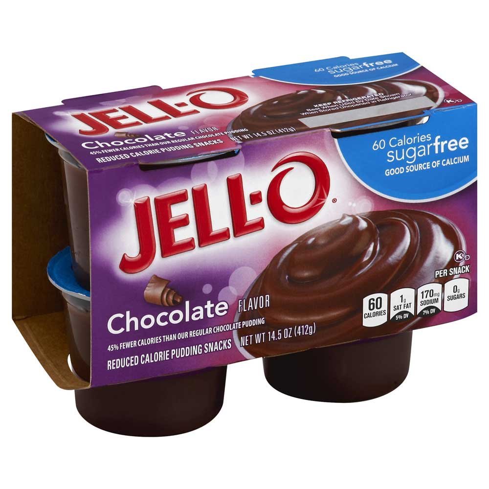 Jello Ready To Eat Sugar Free Chocolate Pudding - 4 per pack - 6 packs per case. by Kraft – Pack of 6