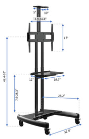 32"-70" Mobile Flat Screen by Rocelco – unspecified, Metal, black, Model VSTC