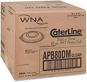 WNA Caterline Pack N' Serve Plastic Lids, Dome Lid, 10" Diameter X 1.38"h, Clear, 25/Carton