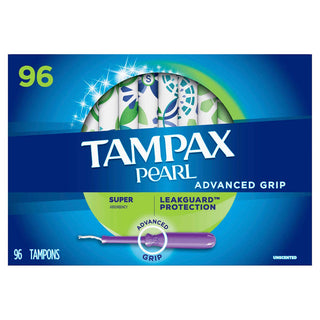 Pearl Advanced Grip Super Absorbency (96 Count) by Tampax – 96 Count (Pack of 1), Pearl, Model Tampax Pearl Advanced Grip Super Abs 96c