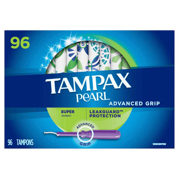 Pearl Advanced Grip Super Absorbency (96 Count) by Tampax – 96 Count (Pack of 1), Pearl, Model Tampax Pearl Advanced Grip Super Abs 96c