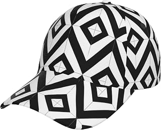 Black Diamond Shaped Pattern for Unisex Baseball Cap with Curved Brim – Quick-Dry Polyester, Adjustable Snapback, Breathable & Lightweight – for Summer Running, Travel & Daily Wear