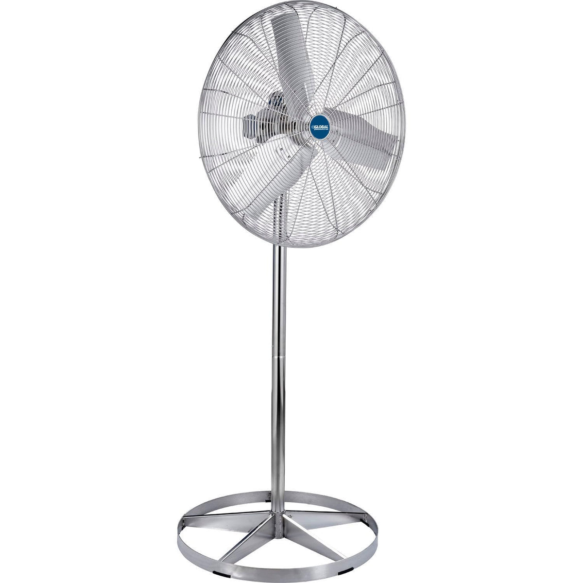 30" Washdown Rated Stainless Steel Pedestal Fan by Global Industrial – 78.75 inches, 304 Electro Polished Stainless Steel, Silver, Model HVP-30SS