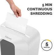 Powershred LX75 11-Sheet Crosscut Shredder (4405001) by Fellowes – 18.13"H x 12.19"W x 8.69"D, 4.8 gallons, White, Model 4405001-CC