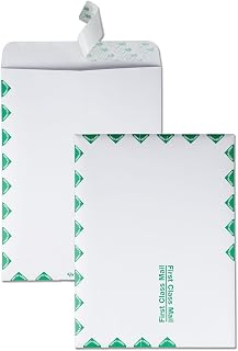 Quality Park 9 x 12 Catalog Mailing Envelopes, First Class Border, Redi-Strip Self Seal Envelope Closure, 28 lb White Wove Paper, 100 per Box (QUA44534)