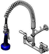 T&S Brass B-0133-CR-B8SWX Easy Install Pre-Rinse Unit includes 8" Wall Mount, Cerama, 32" Flex Hose and Swivel B-0108, 8" Riser