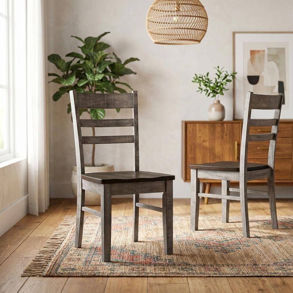 Brown Ladderback Dining Chairs Set of by Starlight Canyon Home – Solid Wood, Mahogany, Brown, Pack of 2