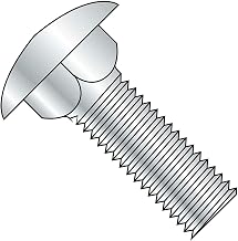 Carriage Bolt, 3/8-16 x 6, Round Head, Steel, Zinc, Grade A, FT, 25 Pack
