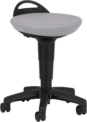 Learniture Rolling Adjustable-Height Padded Stool - Light Grey