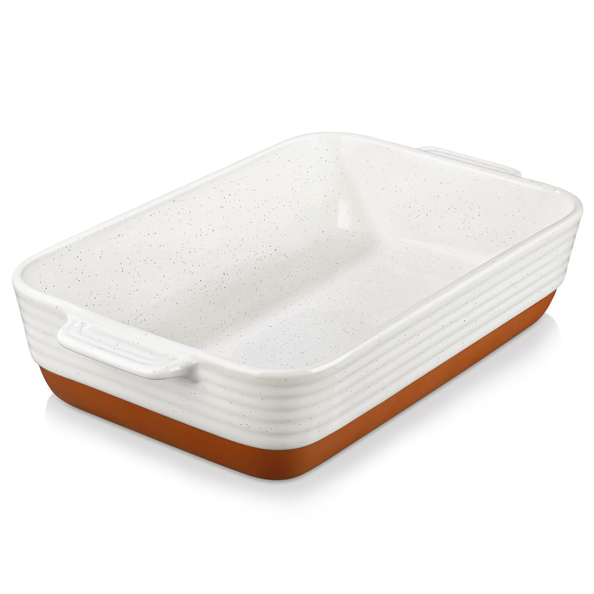 Malacasa Stoneware Baking Pan, 9x13 Inch Extra Large, Khaki White