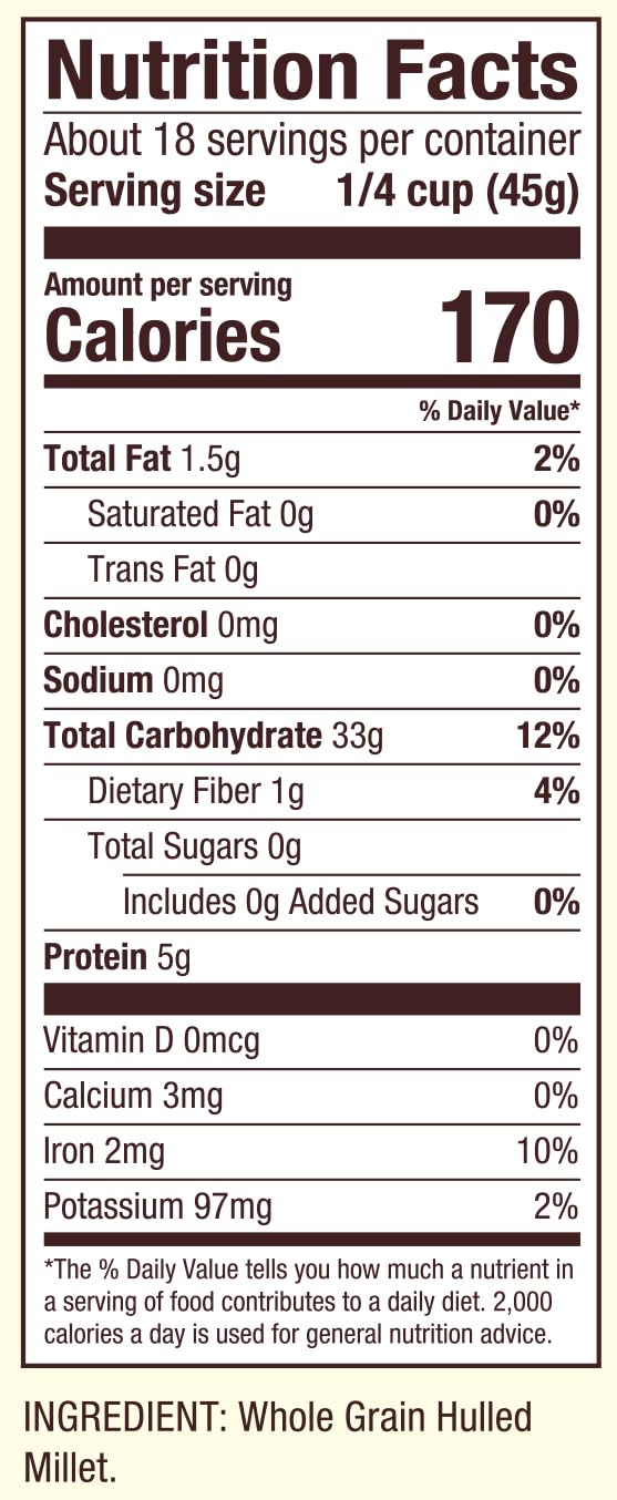 Whole Grain Millet by Bob's Red Mill – 28 Ounce (Pack of 4), Natural, Pack of 4, Model P101182