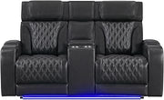 Global Furniture USA U8611 Blanche Charcoal PWR CON REC LOVESEAT with PHR, LED & Speaker