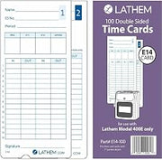 Lathem Model 400E Double Sided Time Cards - Double Sided Sheet - Blue Print Color - 100 / Pack
