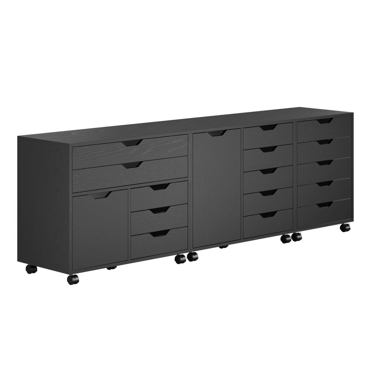 Winsome Black / 2 Doors, 15 Drawers / Contemporary Storage Cabinets