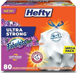 Hefty 00e88390 Ultra Strong Tall Kitchen Bags, 13 Gallon Capacity (Pack of 3), White