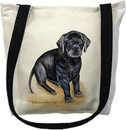 Betsydrake TY069S 13 x 13 in. Black Lab Tote Bag - Small