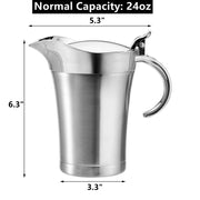 Peohud Gravy Boat, Double Insulated Stainless Steel, 24 Ounces, Silver