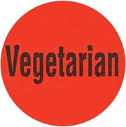 Vegetarian Labels Red Deli Dot Packaging Labels Black Imprint - 1"Dia 1000 Per Roll