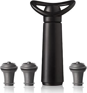 Vacu Vin Wine Saver Concerto Black Giftpack (1 Pump, 3 Stoppers, 1 Crystal Server), Silicone, Einheitlich