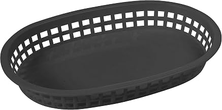 Winco Oval Platter Baskets, 10.75-Inch by 7.25-Inch by 1.5-Inch, Black, 12 ct.
