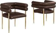 Modern Double Bolster Dining Chairs Set of 2, Leath-Aire Upholstered Tub Chairs with Gold Base, Mid-Century Accent Chairs for Dining Room, Living Room, & Office (Espresso/Gold)