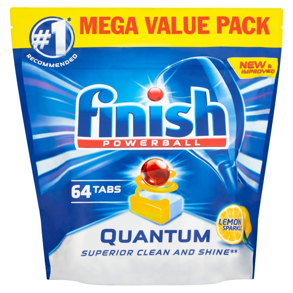 Powerball Quantum Lemon Sparkle Dishwasher by Finish – 64 Count (Pack of 1), Original, Model 5011417791158