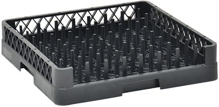 Vollrath Traex Black Plastic Tray and Plate Open End Dishwashing Rack - 19 3/4"L x 19 3/4"W x 4"H