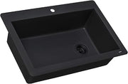 Ruvati 33x22-in Midnight Black Granite Drop-in Kitchen Sink - RVG1033BK