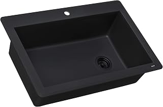 Ruvati 33x22-in Midnight Black Granite Drop-in Kitchen Sink - RVG1033BK