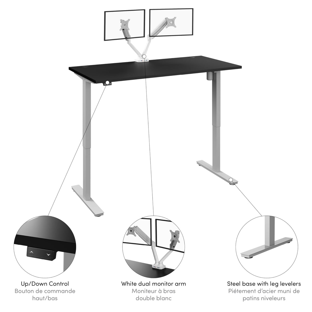 Bestar Black / 60W x 30D / Modern Home Office Desks