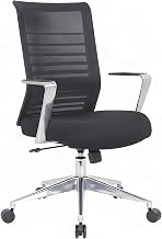 Mesh Task Chair with Adjustable Arms and Lumbar Support, Aluminum Base Ergonomic Office Chair for Work Desk or Home Office
