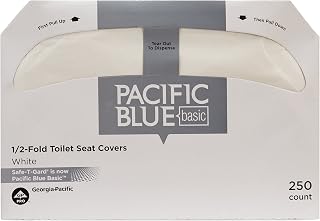 Pacific Blue Basic Disposable Toilet Seat Covers by GP PRO (Georgia-Pacific), 1/2 Fold, 47046, 250 Covers Per Pack, 20 Packs Per Case, White