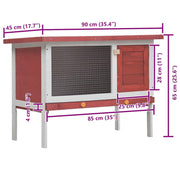 Outdoor Rabbit Hutch 1 Layer in Red Wood by vidaXL – Fir, Green,Red,White,Wood, Model 170830
