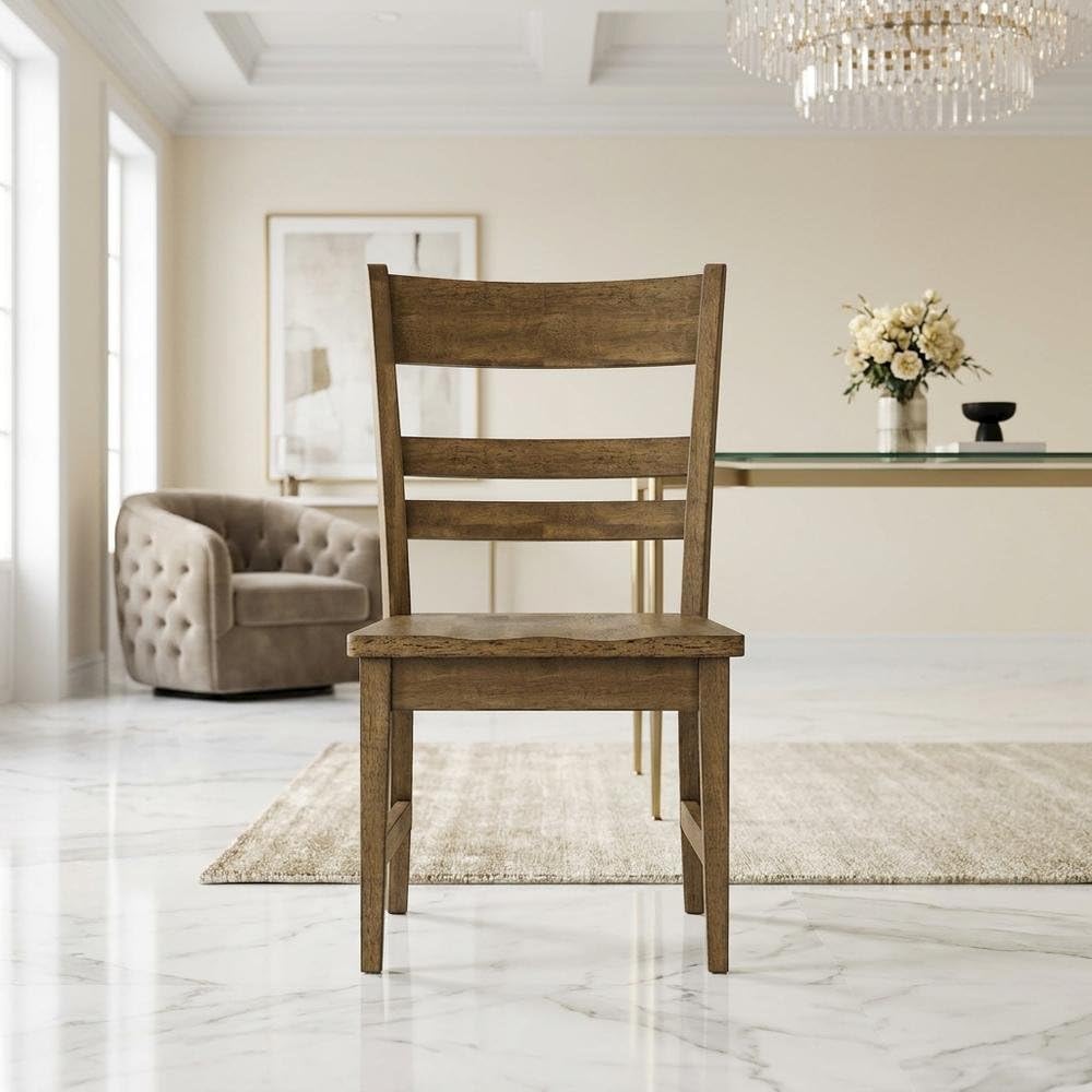 Toasted Java Ladderback Side Chairs by Starlight Canyon Home – Solid Asian Hardwood, Brown, Pack of 2