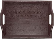 G.E.T. Mahogany SAN Plastic Serving Tray with Handles - 18" L x 14" W