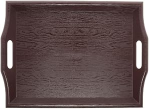 G.E.T. Mahogany SAN Plastic Serving Tray with Handles - 18" L x 14" W