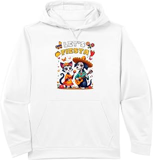 Funny Cat and Dog Sugar Skull Lets Fiesta Día los de Muertos Performance Hoodie
