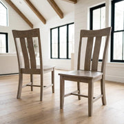 Solid Wood Dining Chair with Curved Back by Furnifact – Wood, Washed Gray Taupe, Pack of 2