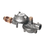 Propane Two-Stage Regulator (Horizontal with P.O.L.) by Mr. Heater – 1, Brass nipple, Rubber gasket, Brass/Black, Model F273863