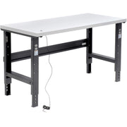 Adjustable Height Workbench C-Channel Leg by Global Industrial – 30"L x 60"W x 3"H, Steel, Black, Model 254960BK