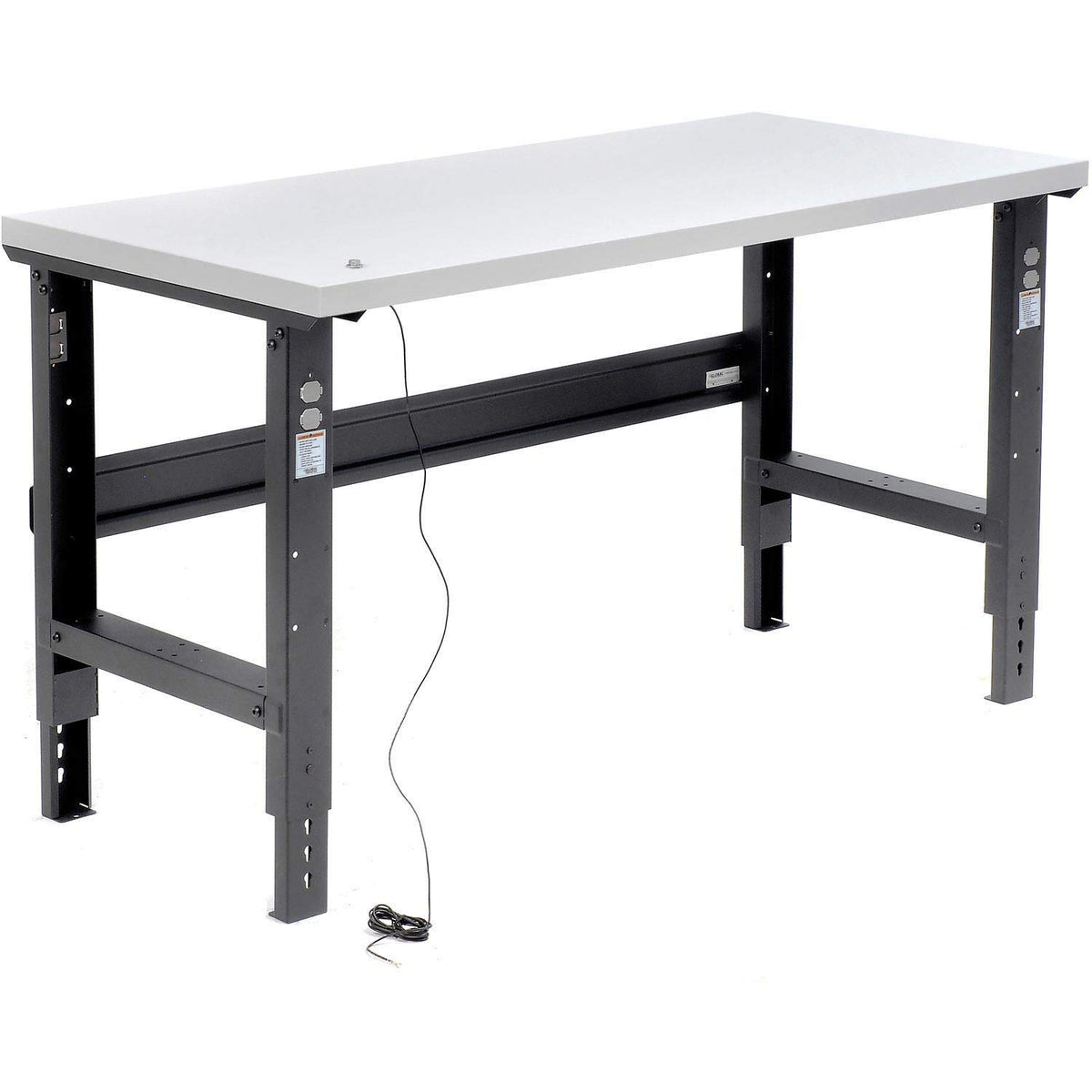 Adjustable Height Workbench C-Channel Leg by Global Industrial – 30"L x 60"W x 3"H, Steel, Black, Model 254960BK