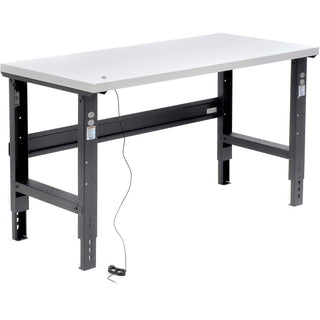 Adjustable Height Workbench C-Channel Leg by Global Industrial – 30"L x 60"W x 3"H, Steel, Black, Model 254960BK