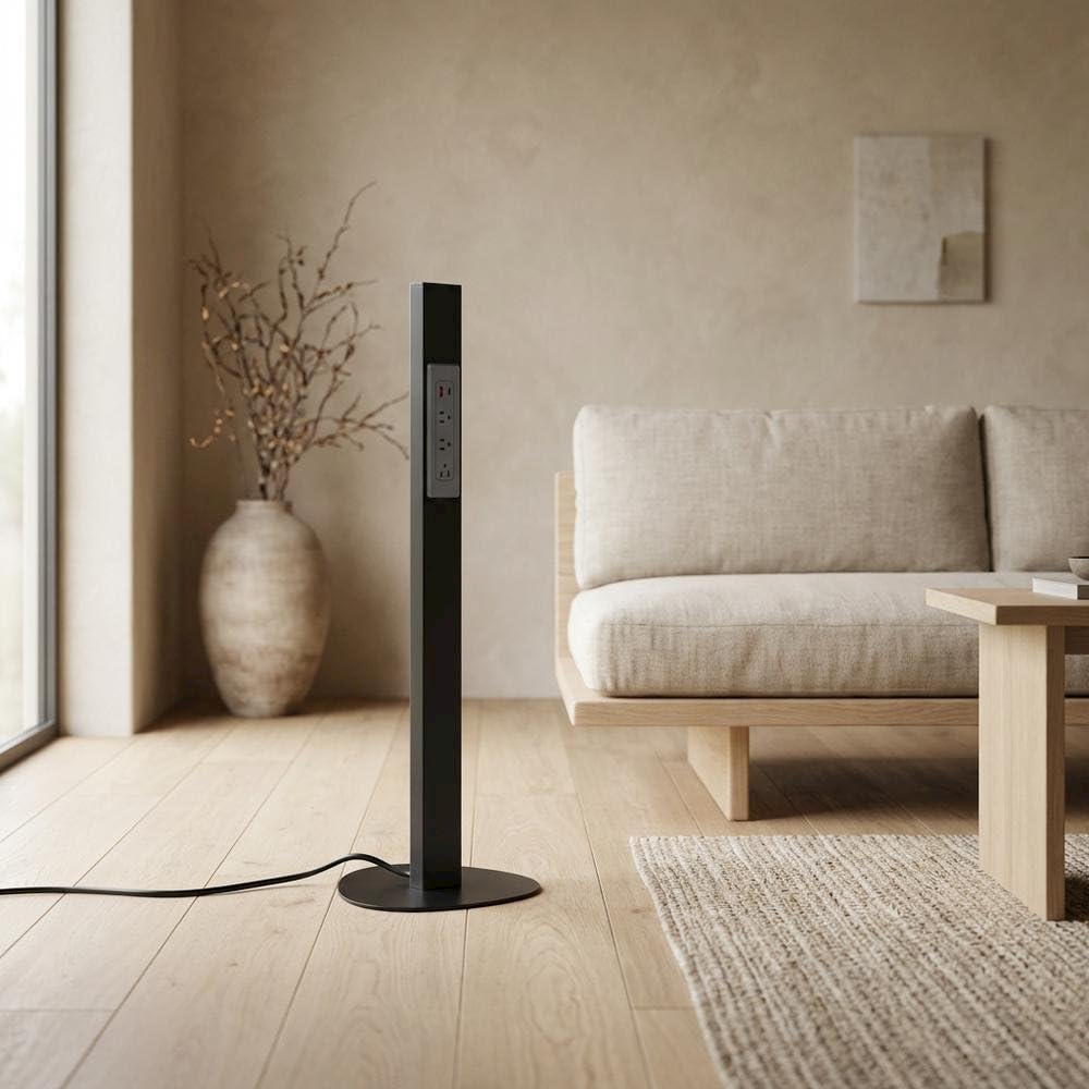 Steel Freestanding Power Station with USB Type-A by Bison office – 35.75 x 12.75 x 12.5 inches, Metal