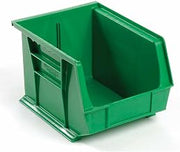 Global Industrial Plastic Stacking Bin 8-1/4 x 10-3/4 x 7, Green, Lot of 6