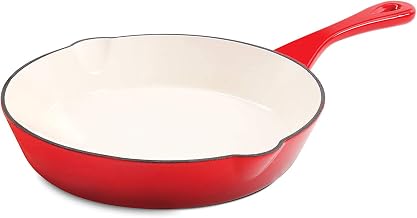 Crock Pot Artisan 8 Inch Enameled Cast Iron Round Skillet, Scarlet Red